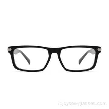 Nuovo rettangolo di moda Full Aceta Acetato incorporato Glasses a cerniera flessibile